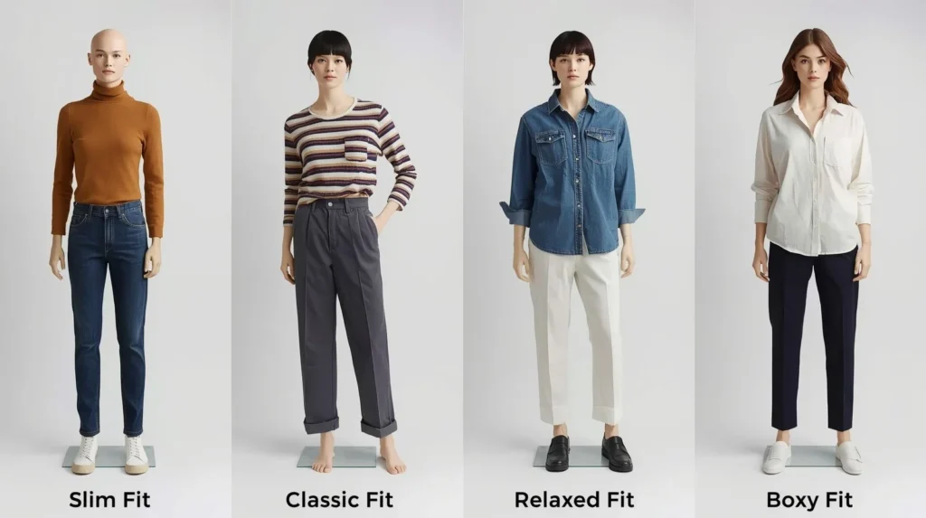 Balanced and straight body type fashion silhouette guide for women