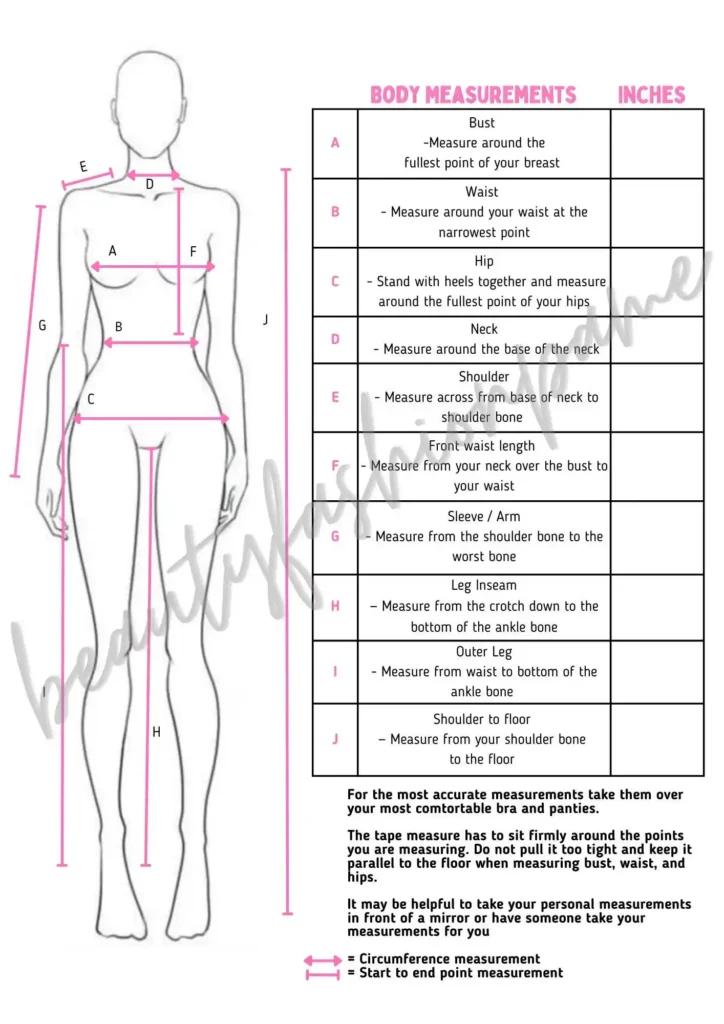 waist and hip measurement tips
diagram female