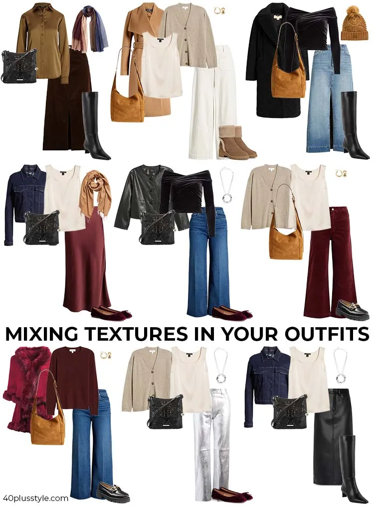 Fashion diagram showing how to mix textures in outfits