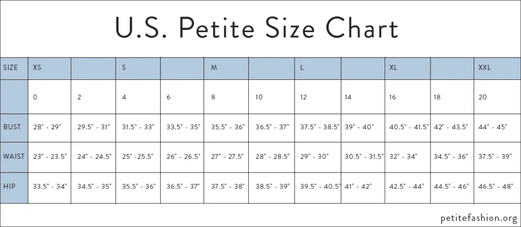 Petite outfit silhouette guide showing balanced proportions and lengths
