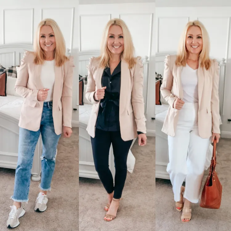 Women wearing flattering outfits designed for different body types with text overlay about shopping brands by body shape