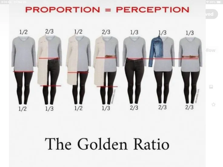 outfit proportion and balance diagram labelled