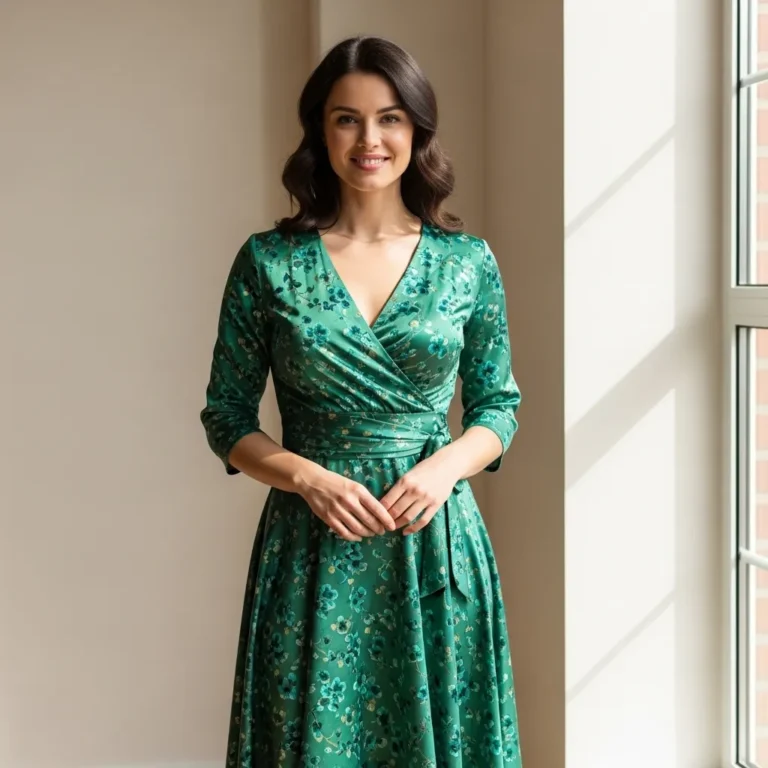 Best-dresses-for-pear-body-shape-featuring-a-flattering-wrap-dress