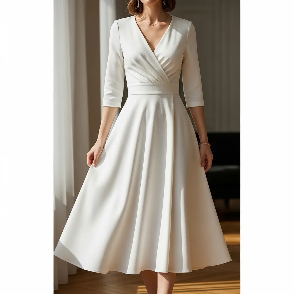 Best-dresses-for-pear-body-shape-styled-in-a-structured-wrap-dress