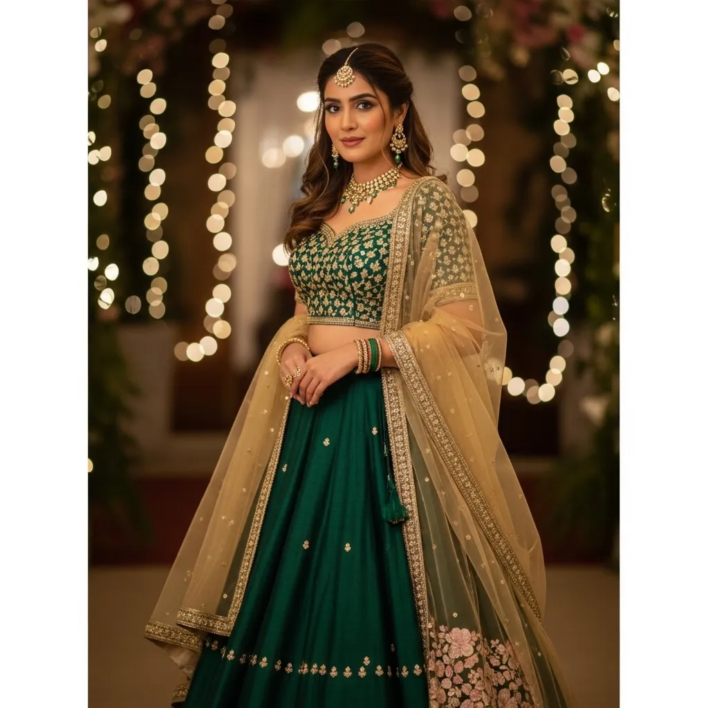 Desi-outfit-ideas-for-pear-body-shape-featuring-a-balanced-lehenga-look