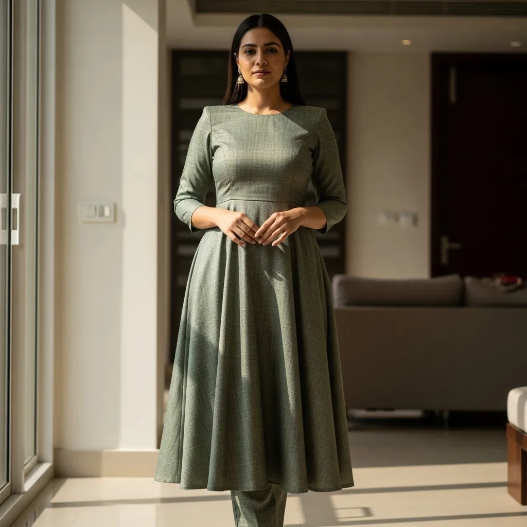 Desi-outfit-ideas-for-pear-body-shape-featuring-a-flatterin-A-line-kurti