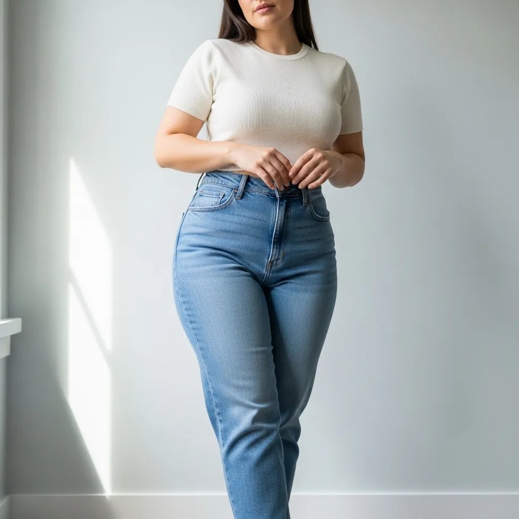 Jeans-outfits-for-pear-body-shape-styled-with-high-rise-mom-jeans