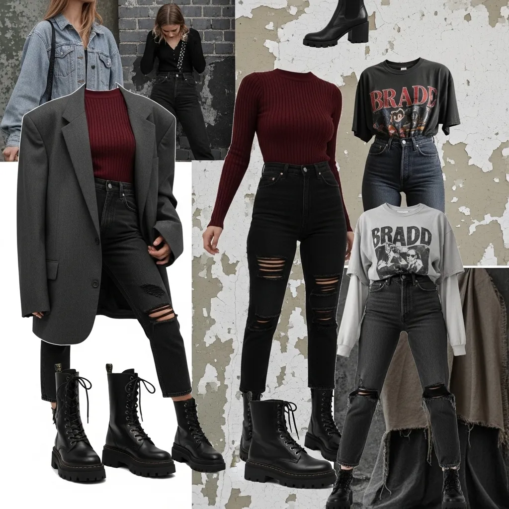 Pear-body-shape-aesthetic-inspiration-with-grunge-outfi-mood-board