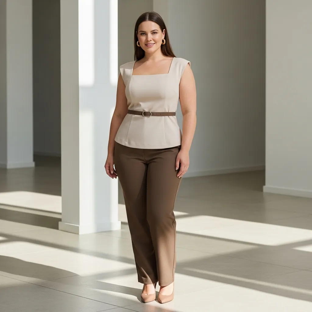 Plus-size-outfit-ideas-for-pear-body-shape-featuring-structured-tops-that-balance-curves