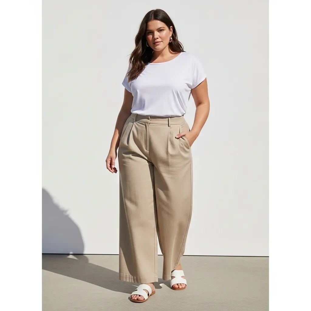 Plus-size outfit-ideas-for-pear-body-shape-using-wide-leg-pants-for-better-balance