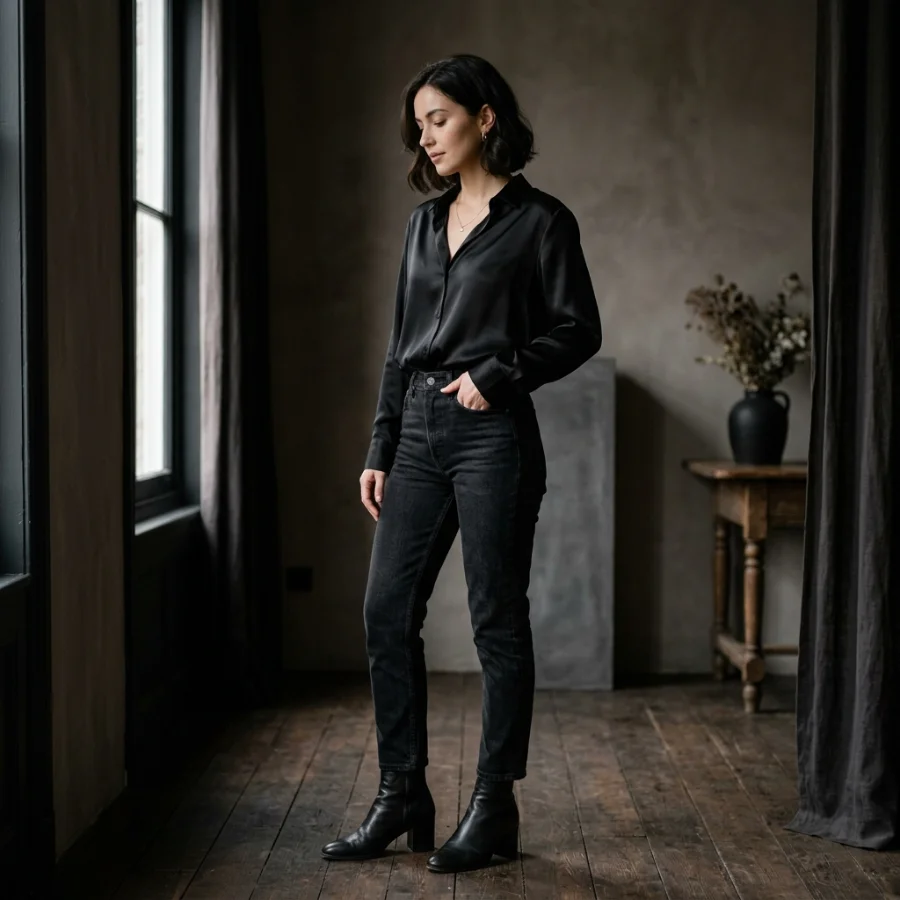 Bold color top with jeans birthday outfit