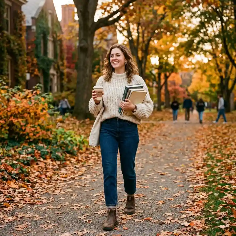 Chunky sweater and jeans fall school outfit