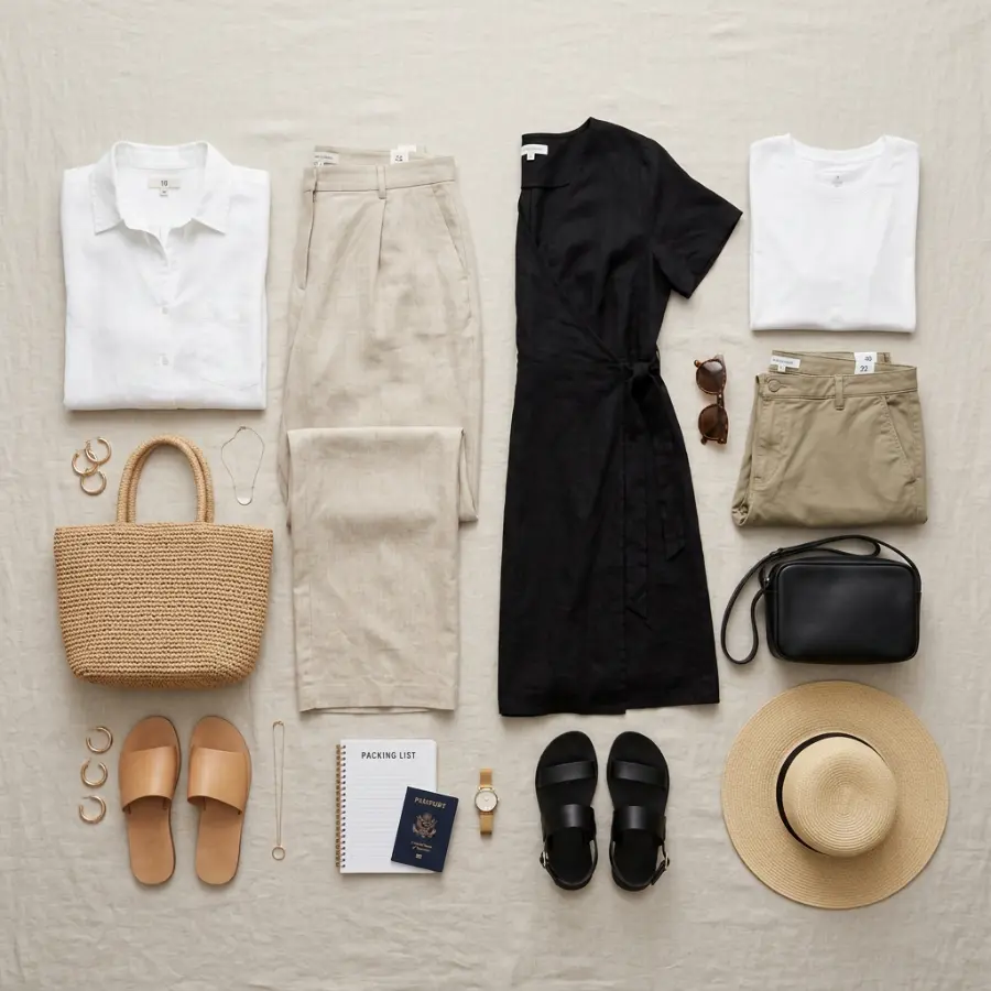 Neutral color plus size vacation outfits for easy mix and match