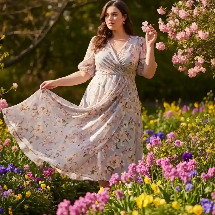 Plus Size Spring Floral Dress for a Fresh Look in a New Season.