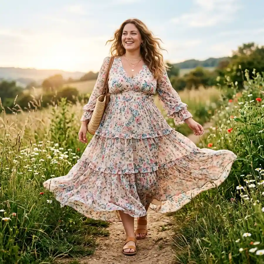 plus size maxi dress summer outfit flowy elegant look