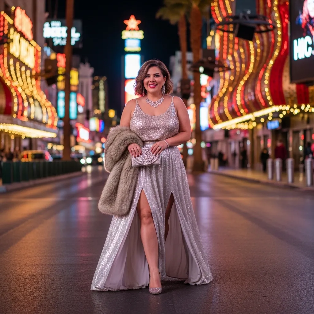 plus size outfit ideas for Las Vegas stylish night look