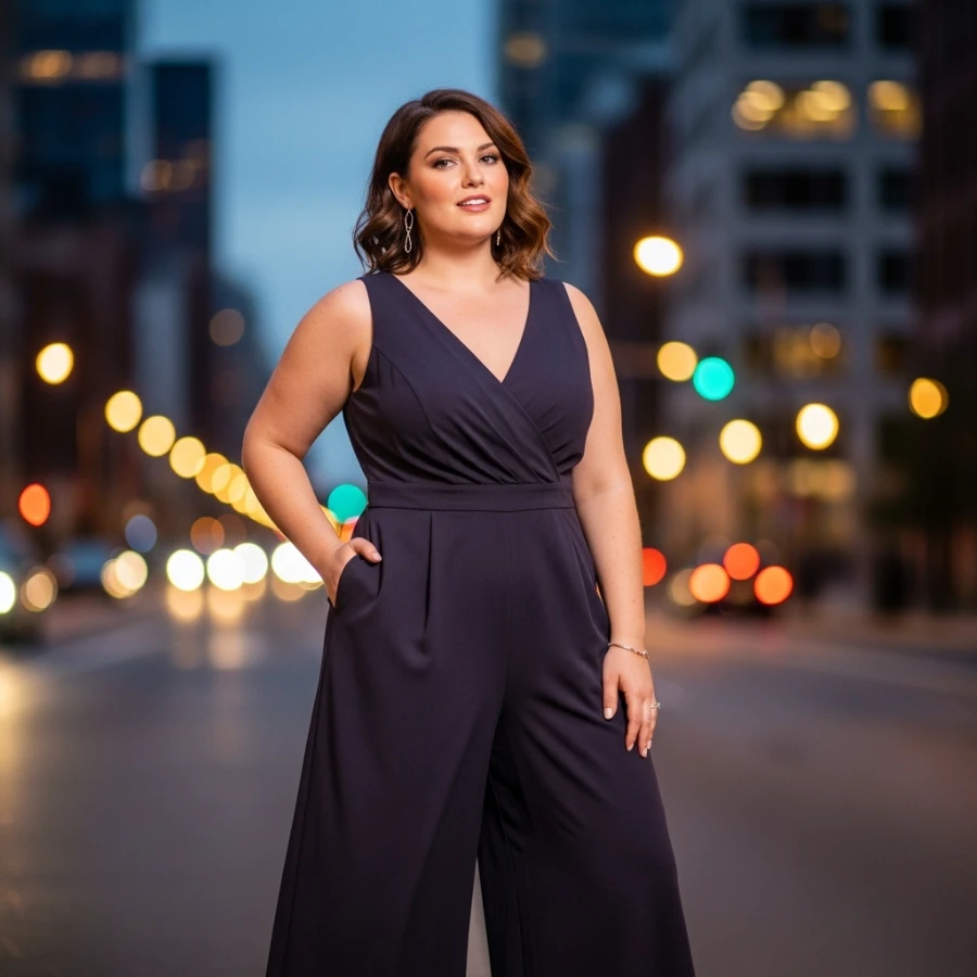 plus size wide leg jumpsuit night out outfit women