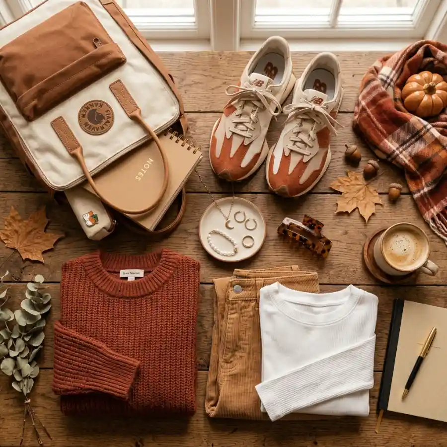 School accessories with backpack sneakers and jewelry