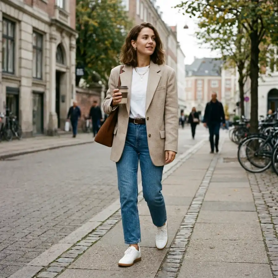 Wide leg trousers with fitted top casual outfit